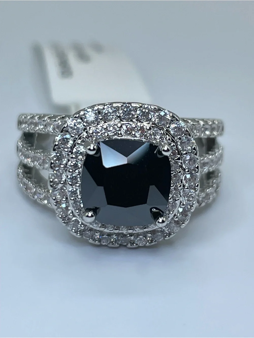 Swarovski Crystal Elements Deep Black Swarovski Element Halo Statement Ring Sz 7